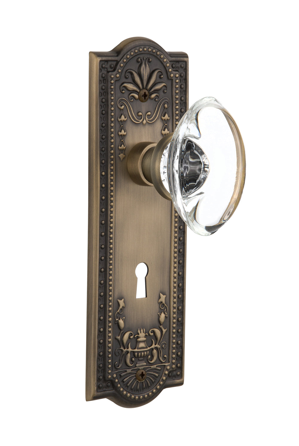 Nostalgic Warehouse Meadows Plate with Oval Clear Crystal Knob - Mortise Lock
