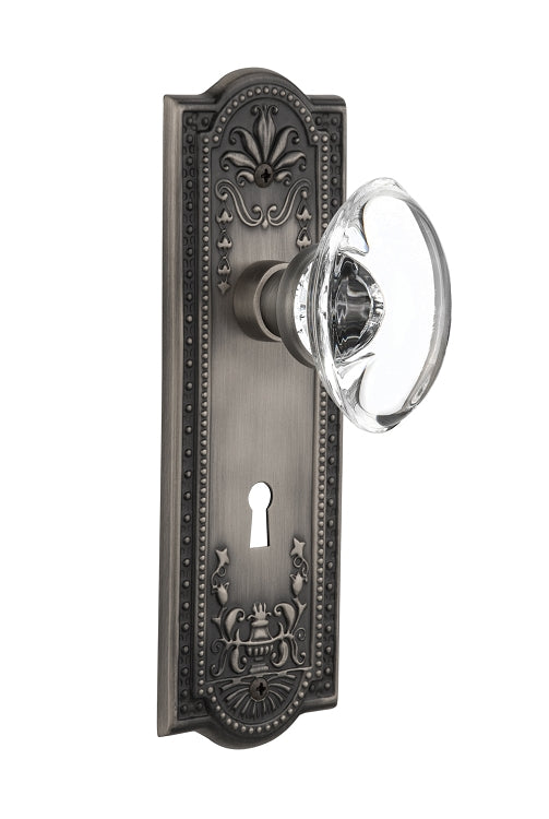 Nostalgic Warehouse Meadows Plate with Oval Clear Crystal Knob - Mortise Lock