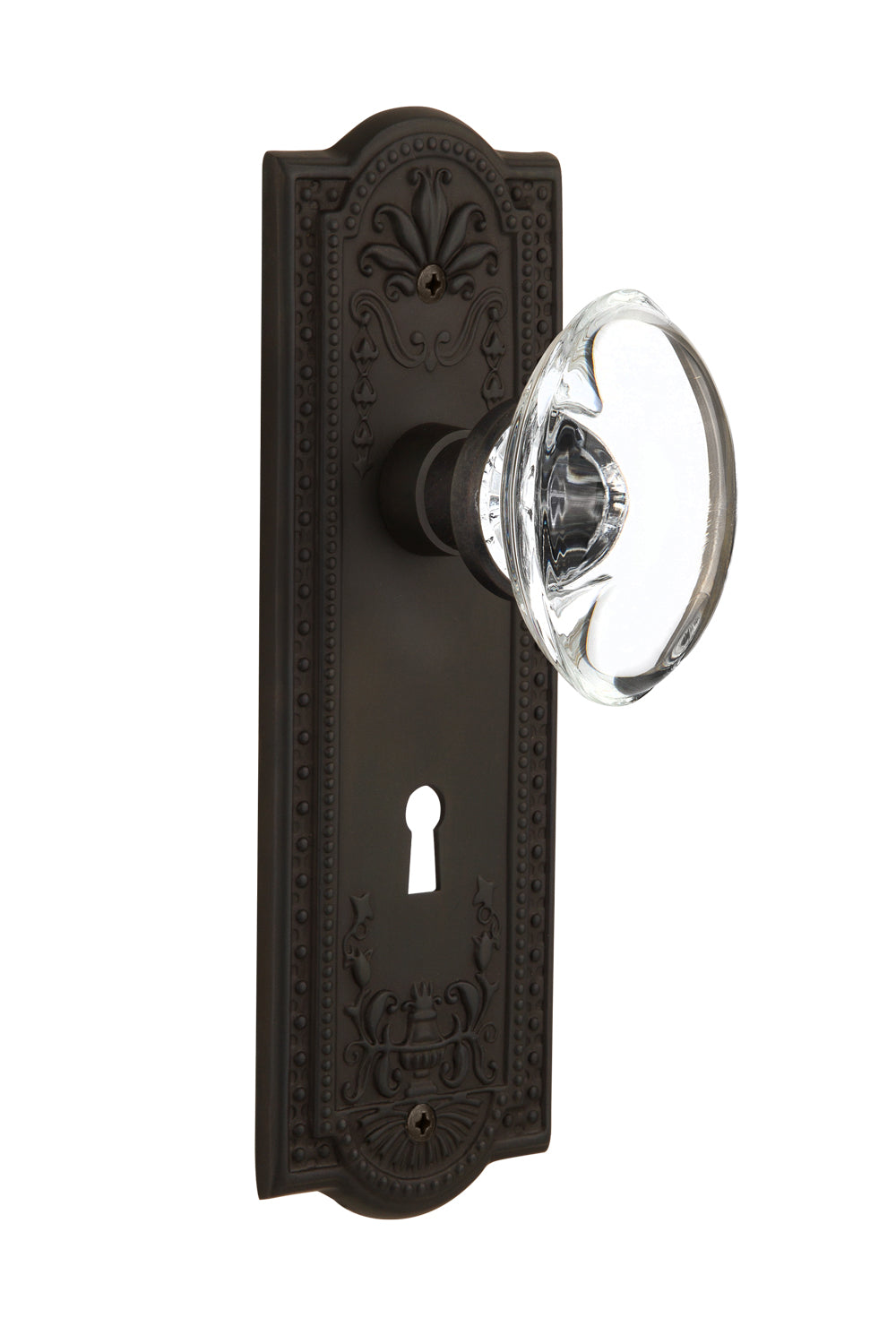 Nostalgic Warehouse Meadows Plate with Oval Clear Crystal Knob - Mortise Lock