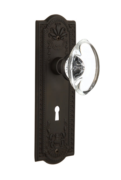 Nostalgic Warehouse Meadows Plate with Oval Clear Crystal Knob - Mortise Lock