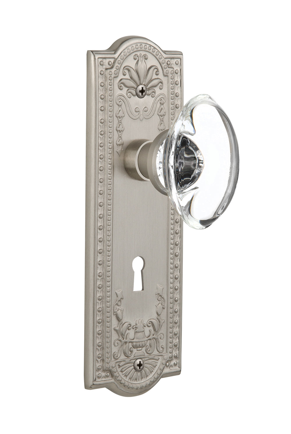 Nostalgic Warehouse Meadows Plate with Oval Clear Crystal Knob - Mortise Lock