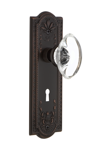 Nostalgic Warehouse Meadows Plate with Oval Clear Crystal Knob - Mortise Lock