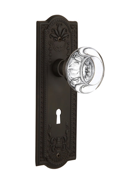 Nostalgic Warehouse Meadows Plate with Round Clear Crystal Knob - Mortise Lock