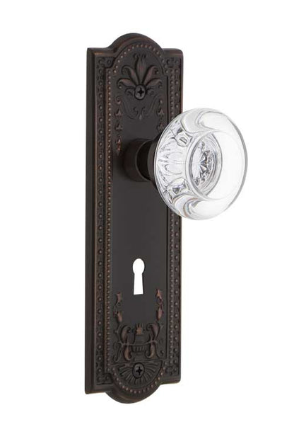 Nostalgic Warehouse Meadows Plate with Round Clear Crystal Knob - Mortise Lock