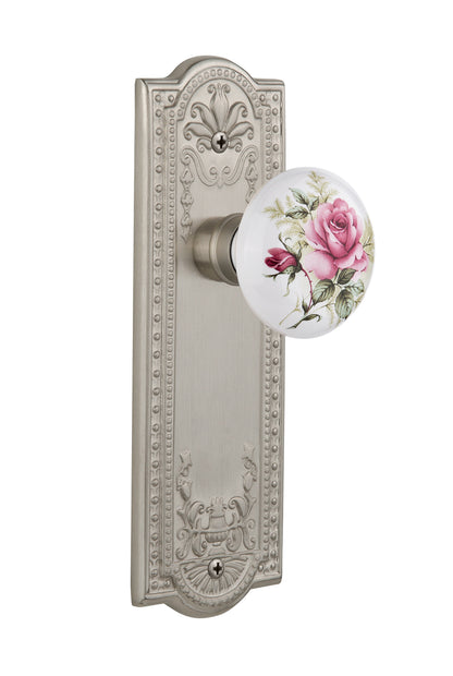 Nostalgic Warehouse Meadows Plate with White Rose Porcelain Knob