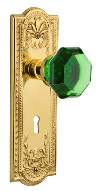 Nostalgic Warehouse Meadows Plate with Emerald Waldorf Knob