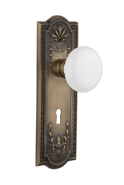 Nostalgic Warehouse Meadows Plate with Porcelain Knob - Mortise Lock