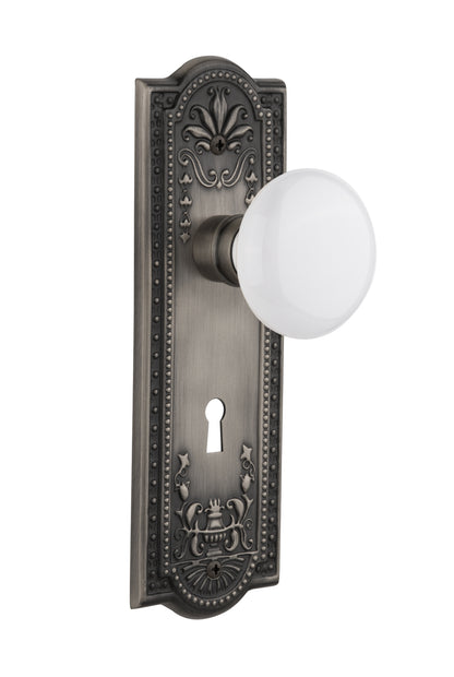 Nostalgic Warehouse Meadows Plate with Porcelain Knob - Mortise Lock