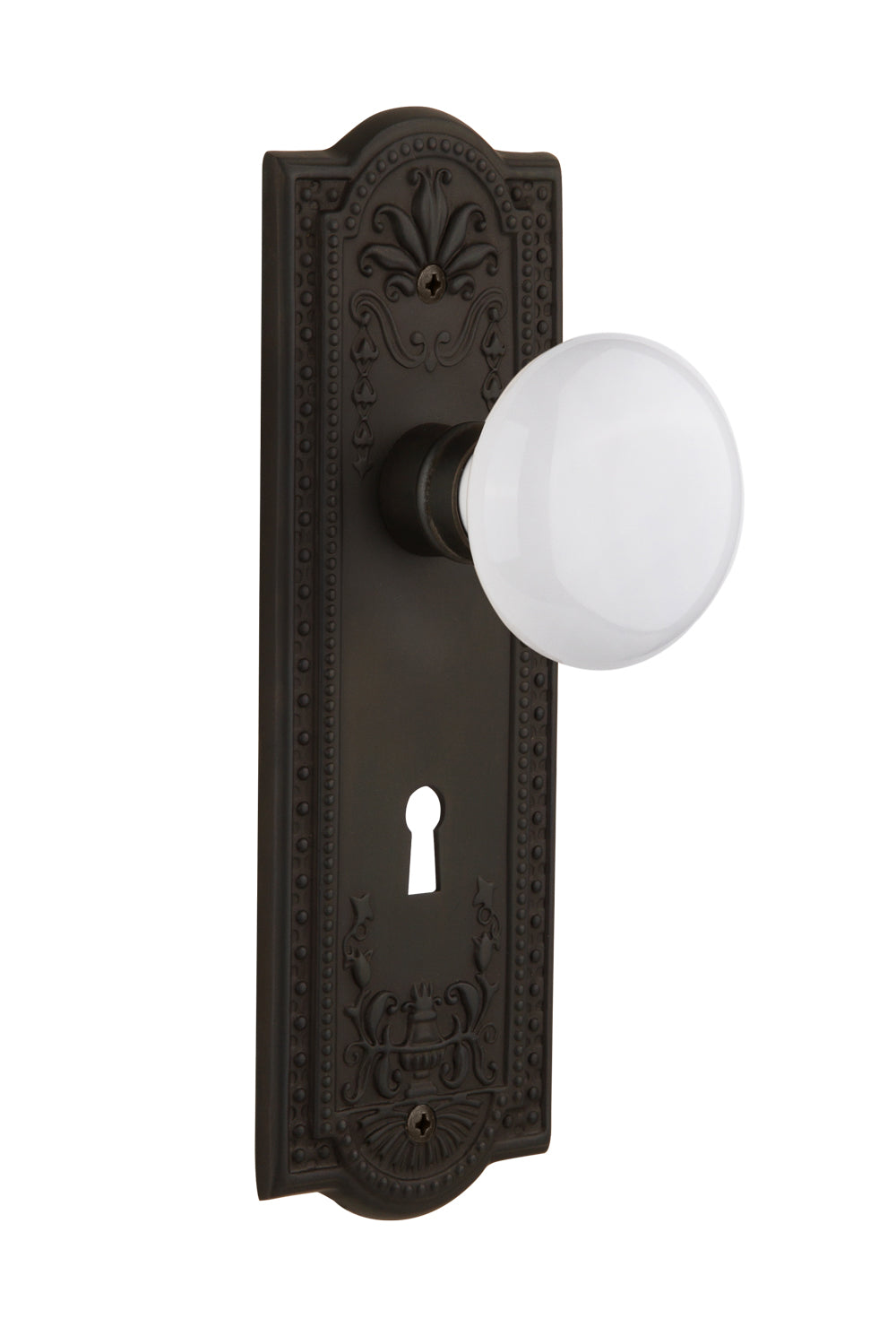 Nostalgic Warehouse Meadows Plate with Porcelain Knob - Mortise Lock