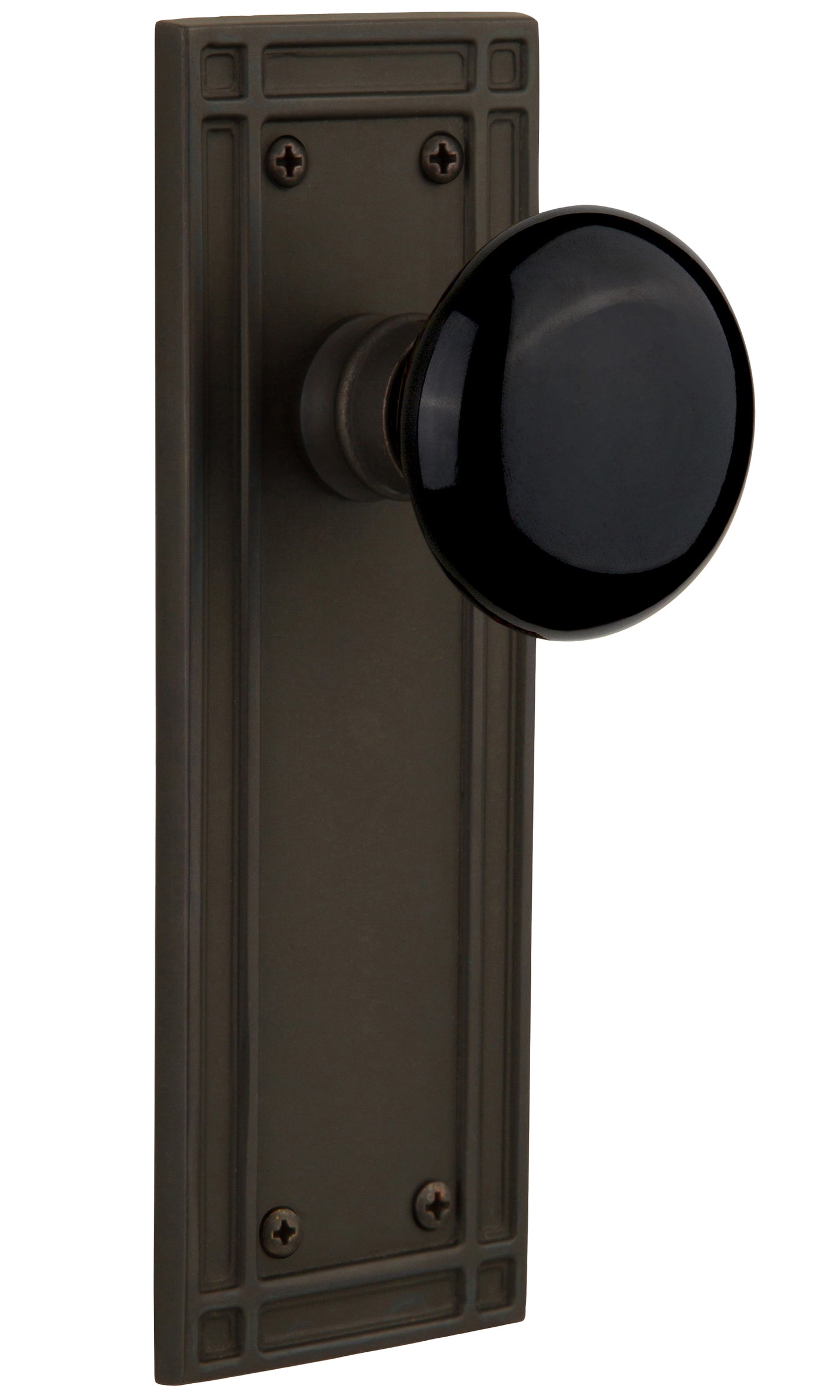 Nostalgic Warehouse Black Porcelain Knob with Mission Plate - Oil rubbed bronze