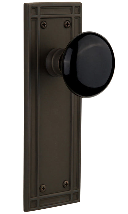 Nostalgic Warehouse Black Porcelain Knob with Mission Plate - Oil rubbed bronze
