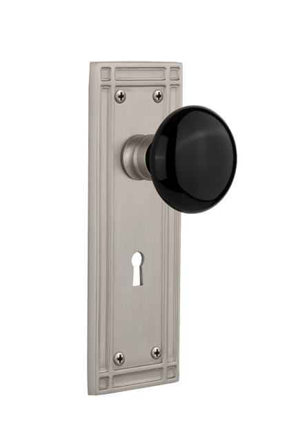 Nostalgic Warehouse Mission Plate with Black Porcelain Knob - Mortise Lock