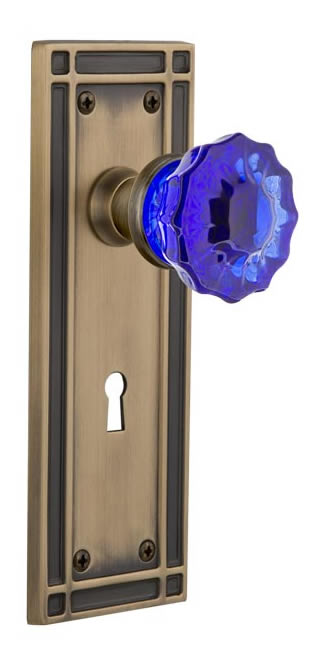 Nostalgic Warehouse Mission Plate with Cobalt Crystal Knob