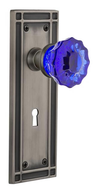 Nostalgic Warehouse Mission Plate with Cobalt Crystal Knob