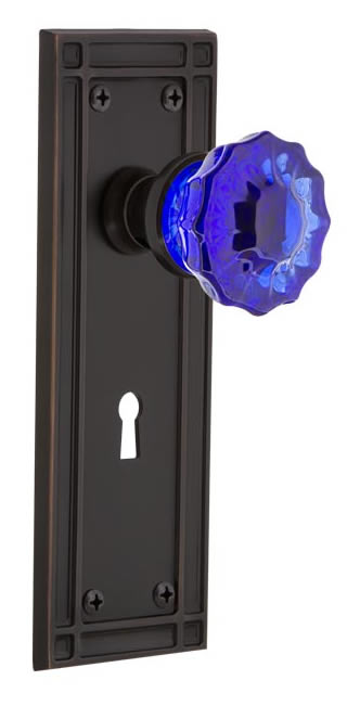 Nostalgic Warehouse Mission Plate with Cobalt Crystal Knob