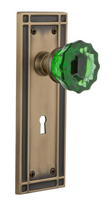 Nostalgic Warehouse Mission Plate with Emerald Crystal Knob