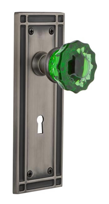 Nostalgic Warehouse Mission Plate with Emerald Crystal Knob