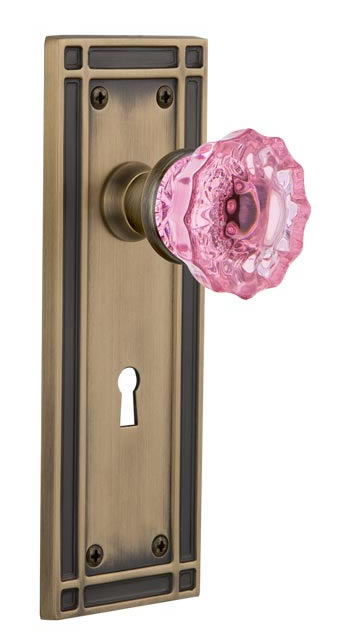 Nostalgic Warehouse Mission Plate with Pink Crystal Knob