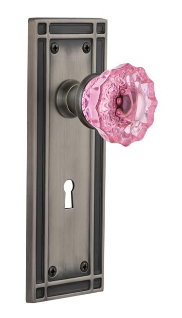 Nostalgic Warehouse Mission Plate with Pink Crystal Knob
