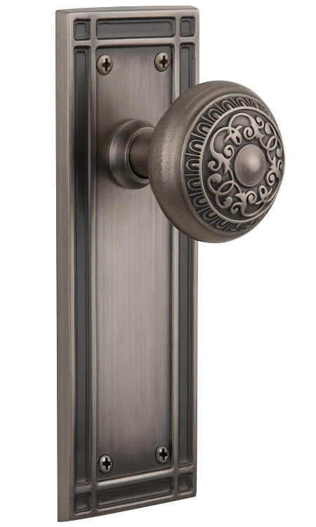 Nostalgic Warehouse Egg & Dart Knob with Mission Plate - Antique pewter