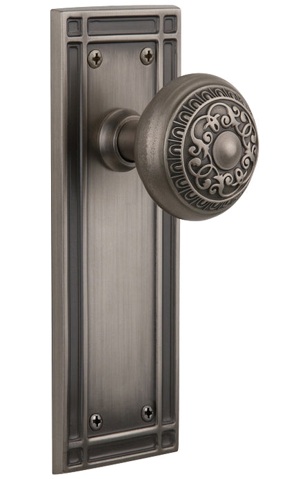 Nostalgic Warehouse Egg & Dart Knob with Mission Plate - Antique pewter