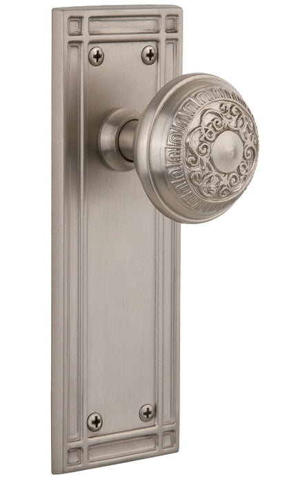 Nostalgic Warehouse Egg & Dart Knob with Mission Plate - Satin nickel