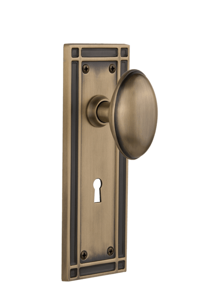 Nostalgic Warehouse Mission Plate with Homestead Knob - Mortise Lock