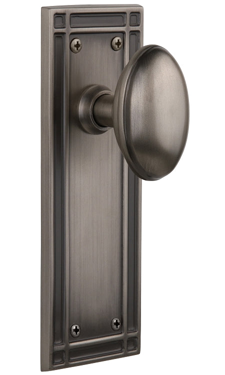 Nostalgic Warehouse Homestead Knob with Mission Plate - Antique pewter ( All Mortise Come W/ Keyhole )