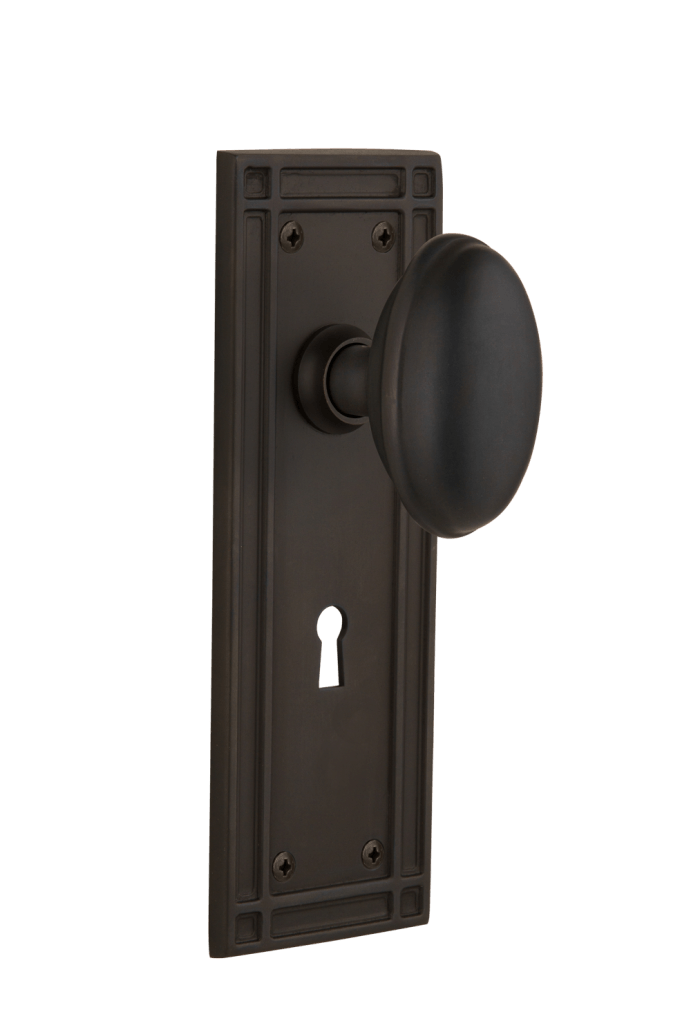 Nostalgic Warehouse Mission Plate with Homestead Knob - Mortise Lock