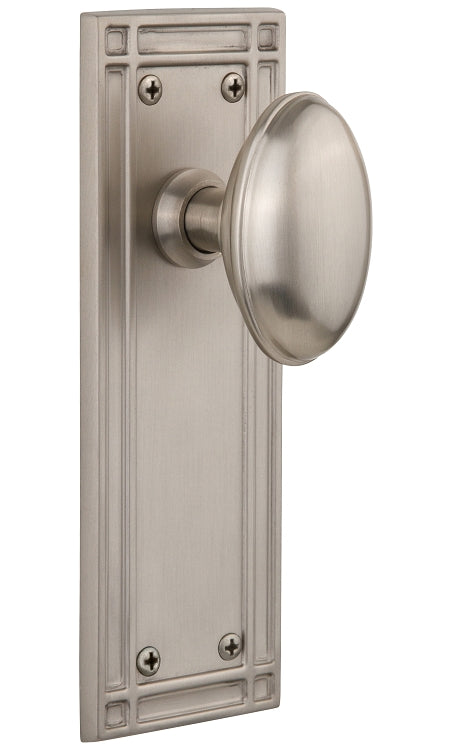 Nostalgic Warehouse Homestead Knob with Mission Plate - Satin nickel ( All Mortise Come W/ Keyhole )