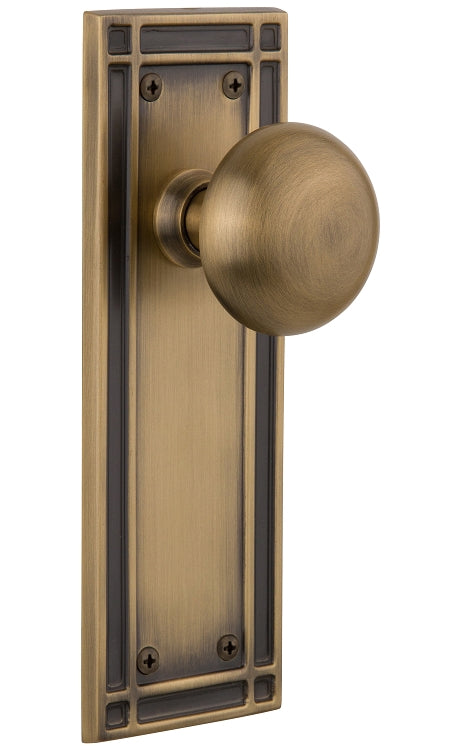 Nostalgic Warehouse New York Knob with Mission Plate - Antique brass