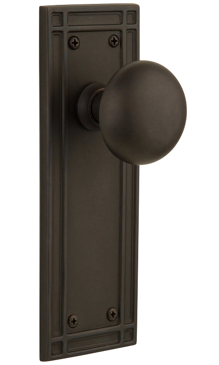 Nostalgic Warehouse New York Knob with Mission Plate - Oil rubbed bronze