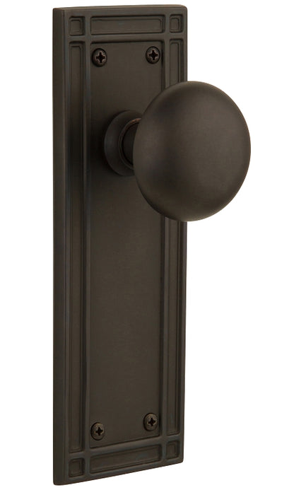 Nostalgic Warehouse New York Knob with Mission Plate - Oil rubbed bronze