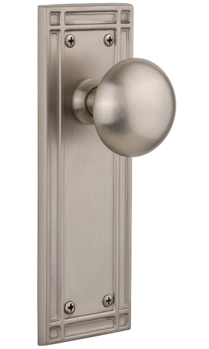 Nostalgic Warehouse New York Knob with Mission Plate - Satin nickel