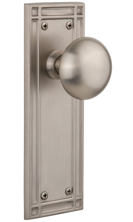 Nostalgic Warehouse New York Knob with Mission Plate - Satin nickel ( All Mortise Come W/ Keyhole )