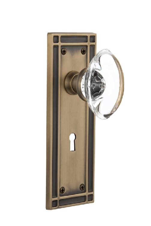 Nostalgic Warehouse Mission Plate with Oval Clear Crystal Knob - Mortise Lock