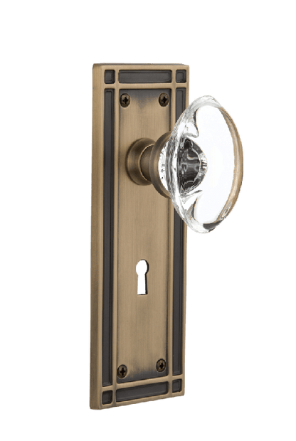 Nostalgic Warehouse Mission Plate with Oval Clear Crystal Knob - Mortise Lock
