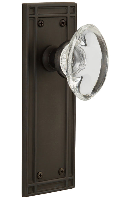 Nostalgic Warehouse Oval Clear Crystal Knob with Mission Plate - Oil rubbed bronze