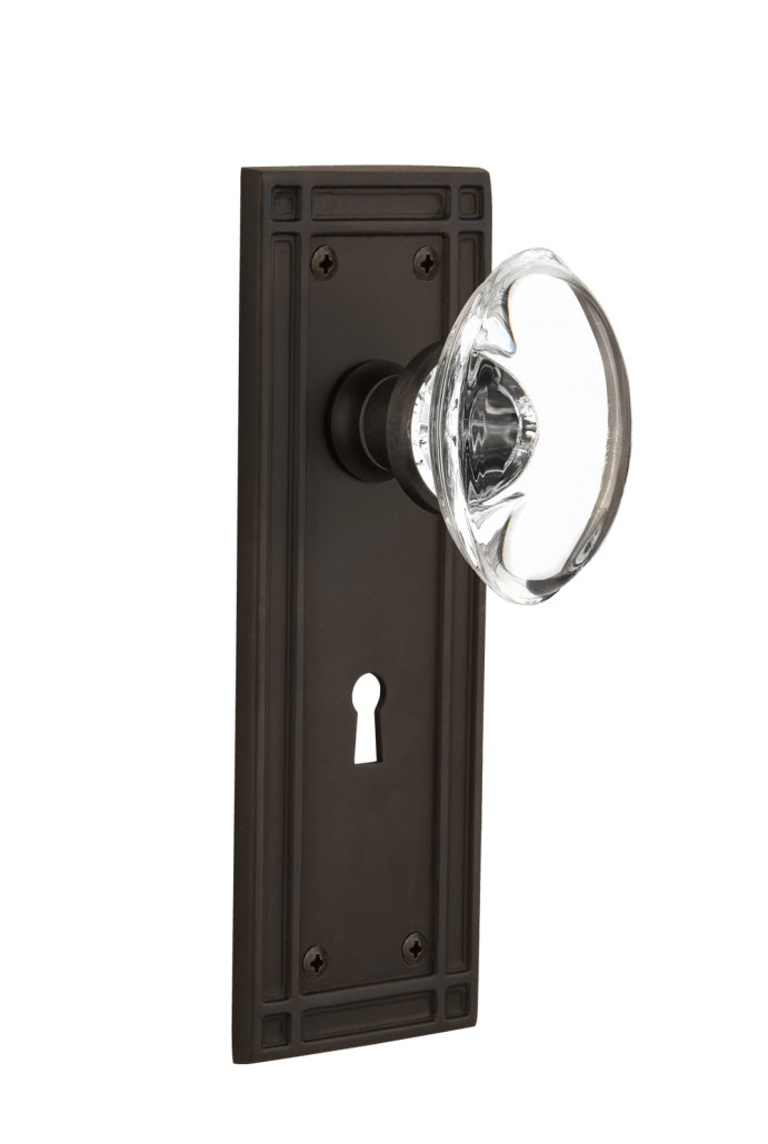 Nostalgic Warehouse Mission Plate with Oval Clear Crystal Knob - Mortise Lock