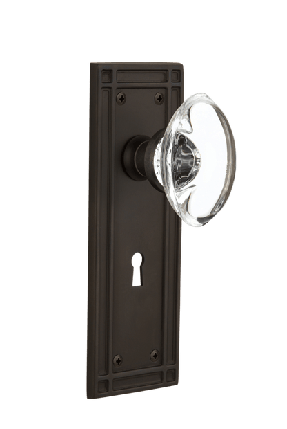 Nostalgic Warehouse Mission Plate with Oval Clear Crystal Knob - Mortise Lock