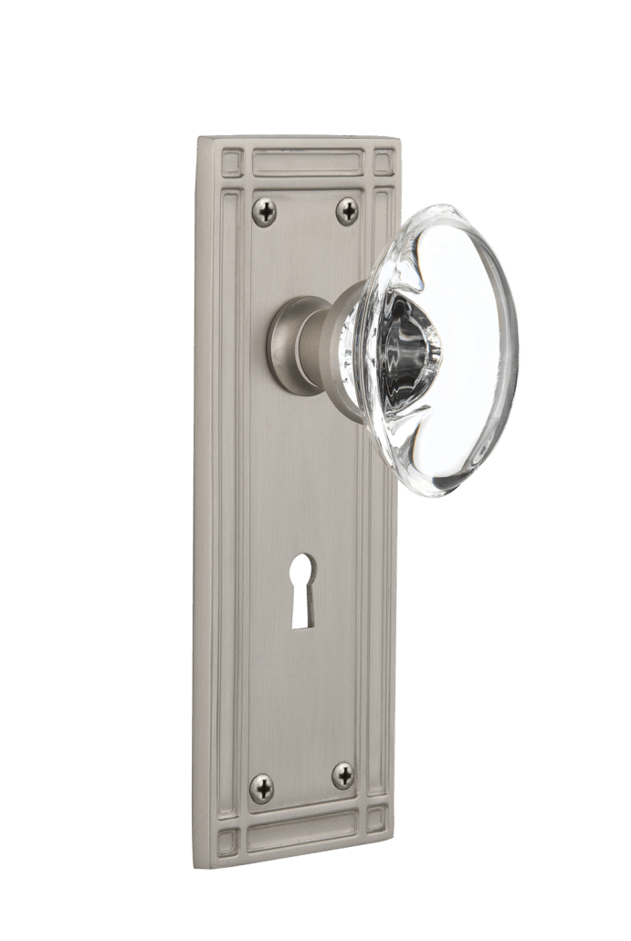 Nostalgic Warehouse Mission Plate with Oval Clear Crystal Knob - Mortise Lock
