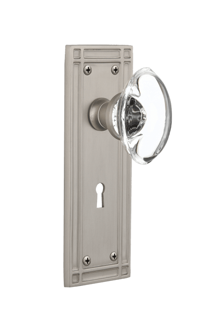 Nostalgic Warehouse Mission Plate with Oval Clear Crystal Knob - Mortise Lock
