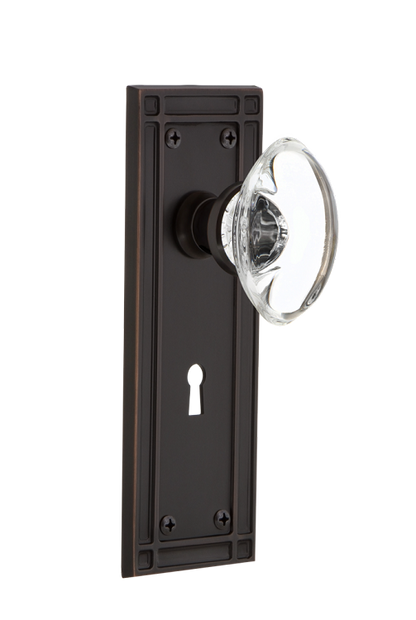 Nostalgic Warehouse Mission Plate with Oval Clear Crystal Knob - Mortise Lock