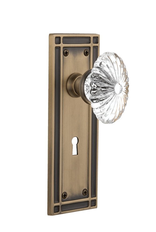 Nostalgic Warehouse Mission Plate with Oval Fluted Crystal Knob - Mortise Lock