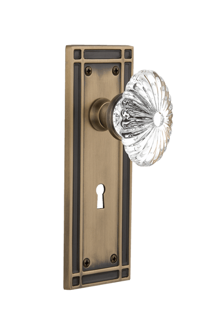Nostalgic Warehouse Mission Plate with Oval Fluted Crystal Knob - Mortise Lock