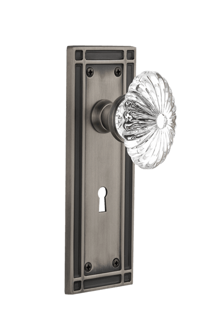 Nostalgic Warehouse Mission Plate with Oval Fluted Crystal Knob - Mortise Lock