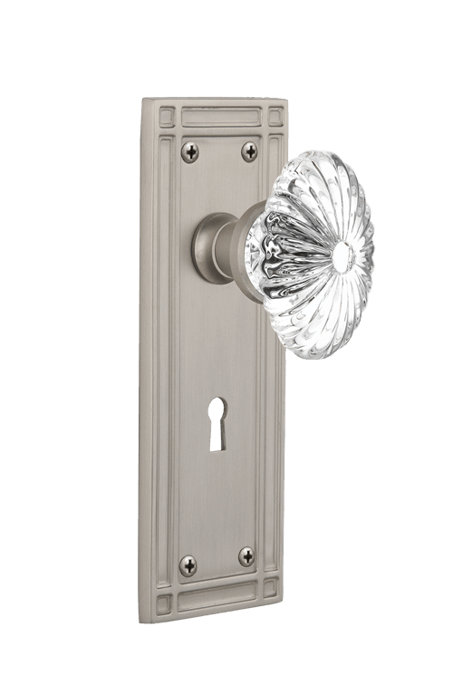 Nostalgic Warehouse Mission Plate with Oval Fluted Crystal Knob - Mortise Lock