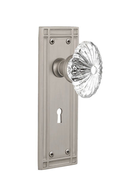 Nostalgic Warehouse Mission Plate with Oval Fluted Crystal Knob - Mortise Lock