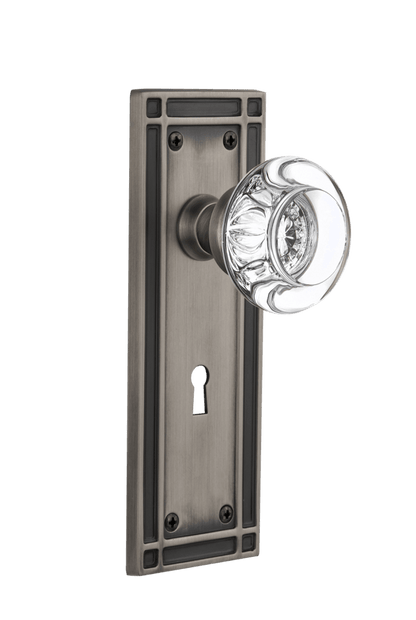 Nostalgic Warehouse Mission Plate with Round Clear Crystal Knob - Mortise Lock