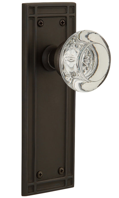 Nostalgic Warehouse Round Clear Crystal Knob with Mission Plate - Oil rubbed bronze